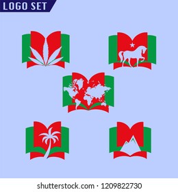 Book With Object vector set design element. Book Education design collection. Vector illustration