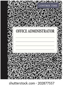 Book office administrator control of time. Vector illustration.
