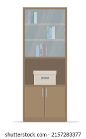 gabinete de almacenamiento de oficina de libros hecho de madera sobre fondo blanco aislado vector gráfico