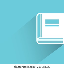 book on blue background, flat and shadow theme