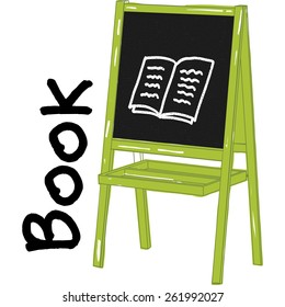 book on the chalkboard