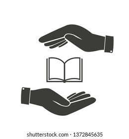 Book On Hand Flat Icon On White Background