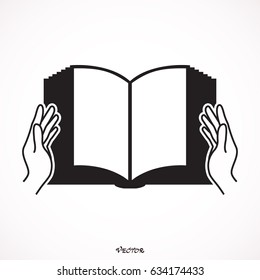 Book On Hand Flat Icon On White Background
