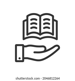 Book on hand icon design isolated on white background. Vector illustration