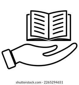 Book on hand icon in trendy outline style design. Vector illustration isolated on white background.