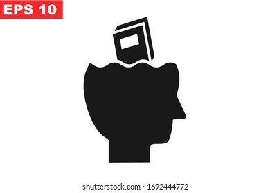 ilustración vectorial de icono de libro en cabeza