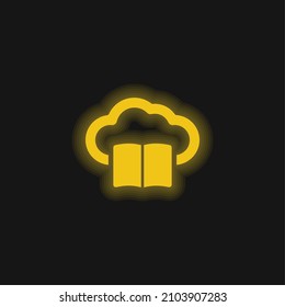 Icono de neón brillante amarillo en la nube de Internet