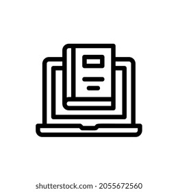 book on laptop Line icon for business website,apps, and many more