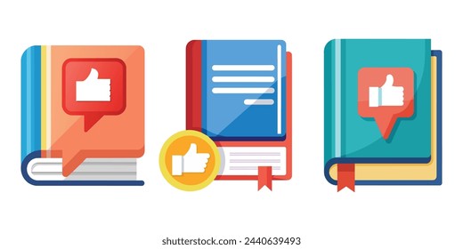
Book on like button icon collection set Vector items