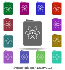book on physics icon. Elements of University life in multi color style icons. Simple icon for websites, web design, mobile app, info graphics