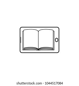 book on the smart phone screen icon. Element of online education icon for mobile concept and web apps. Thin line  icon for website design and development, app development on white background
