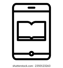 Book on smartphone line icon. Electronic book vector illustration isolated on white. Ebook on mobile outline style designed for and app.