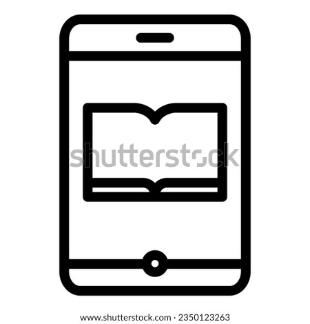 Book on smartphone line icon. Electronic book vector illustration isolated on white. Ebook on mobile outline style designed for and app.