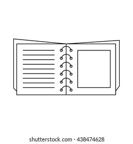 Book on spirals icon, outline style