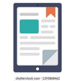 Book on tablet vector illustration in flat color design