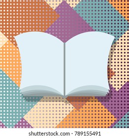 The book is on a very colorful color background. Vector Illustration