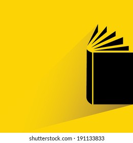 book on yellow background, flat and shadow style