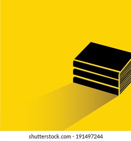 book on yellow background, flat and shadow style