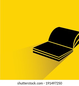 book on yellow background, flat and shadow style