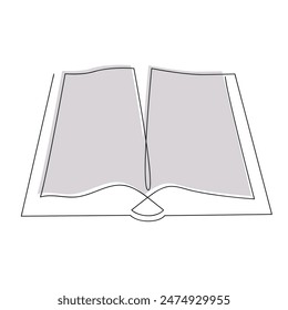 Book in one continuous line in color. One line drawing, minimalism. Vector illustration.