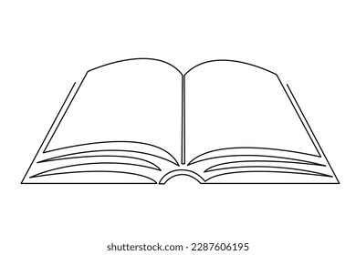 Book one line art,hand drawn continuous contour.Minimalist design,simple decoration.Education studying learning concept outline.Editable stroke.Isolated.Vector illustration
