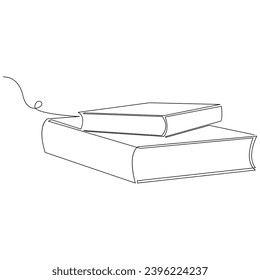 Book one line continuous outline vector art drawing and simple minimalist design