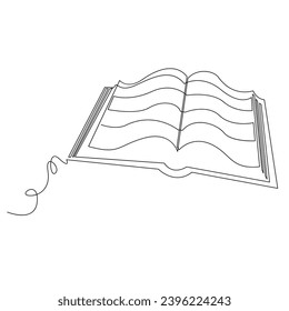 Book one line continuous outline vector art drawing and simple minimalist design