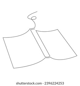 Book one line continuous outline vector art drawing and simple minimalist design