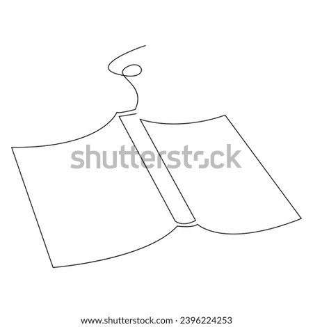 Book one line continuous outline vector art drawing and simple minimalist design
