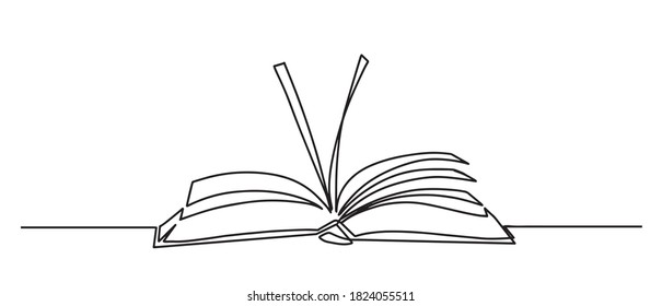 Book one line drawing banner. Continuous hand drawn minimalist minimalism design isolated on white background vector illustration.  