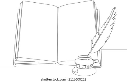 Book one line drawing. Continuous hand drawn minimalist minimalism design isolated on white background vector illustration.