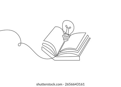 Buch in einer Zeile minimale kontinuierliche Zeichnung Vektorgrafik