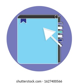 Book online with arrow concept. Creative idea design. Flat vector illustration for template, brochure or presentation. 
