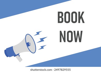 Book Online button, banner, label, template for website. Book Online text with colorful megaphone icon