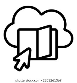 Book with online cloud line icon, online education concept, Online Library sign on white background, school book with cloud icon in outline for mobile web design. Vector graphics.