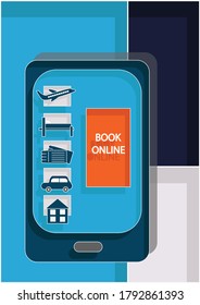Book online concept. Creative idea design. Flat vector for template, brochure or presentation.