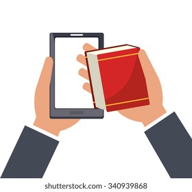 Book online and elearning graphic design, vector illustration eps10