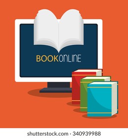 Book online and elearning graphic design, vector illustration eps10