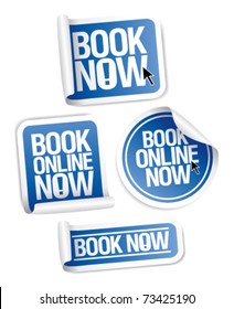 Book online now stickers set.