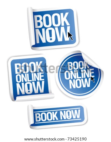 Book online now stickers set.