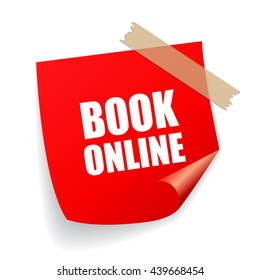 Book online square sticker vector illustration isolated on white background