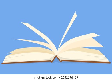 a book open in a blue background vector illustration, flat design, education and knowledge concept