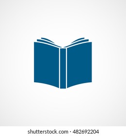 Book Open Blue Flat Icon On White Background