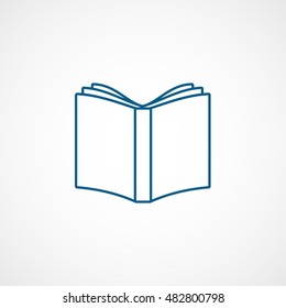 Book Open Blue Line Icon On White Background