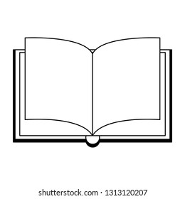 Book open cartoon isolated in black and white