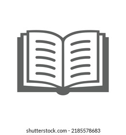 Icono de libro, abrir, copybook. Gráficos vectoriales grises.