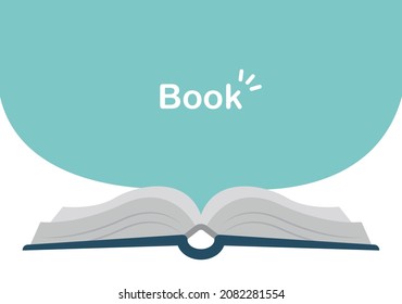 Book open. Cover opened notebook with paper pages. Kids education, study flat vector illustration. 