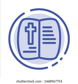 Book, Open, Easter, Nature Blue Dotted Line Line Icon. Vector Icon Template background