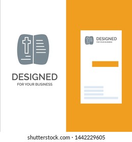 Book, Open, Easter, Nature Grey Logo Design and Business Card Template
