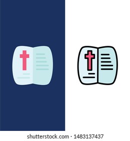 Book, Open, Easter, Nature  Icons. Flat and Line Filled Icon Set Vector Blue Background